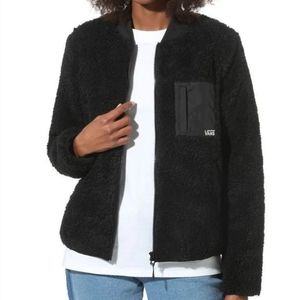Vans black Misty fog sherpa teddy bomber zip up jacket coat. XL Extra Large